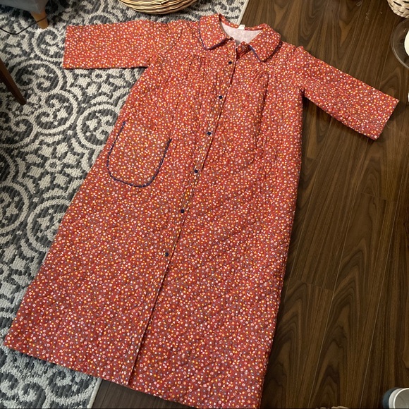 Red Floral Quilted House Coat Robe - Picture 2 of 10